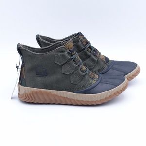 NEW SOREL Out N About Plus Mid Waterproof Rain Boot NL3391-326 Camo